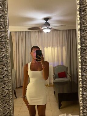 embellished draped strapless a-line mini dress in white Lacynda Strapless Embellished Mini Dress White